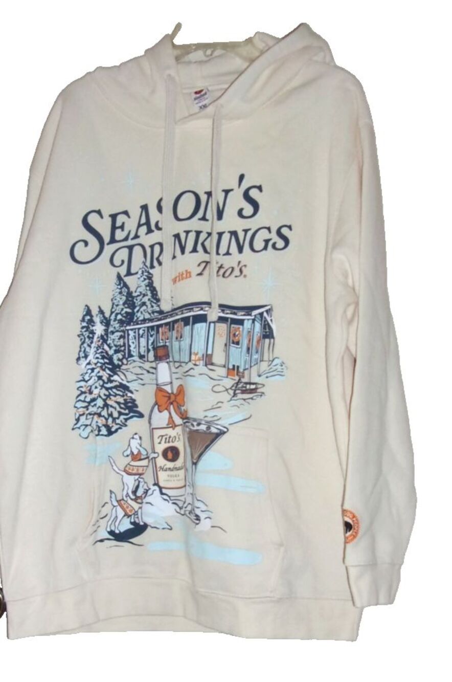 Tito's Handmade Vodka Season's Drinking Hoodie Hooded Sweatshirt Size 2XL Mens